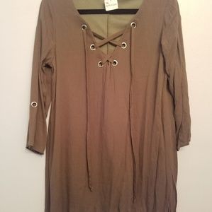 Olive lace up dress